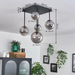 Lampes Dorées-hofstein Plafonnier - Verre 10 cm, 12 cm, 15 cm Chehalis Or, Noir, 5 lumières