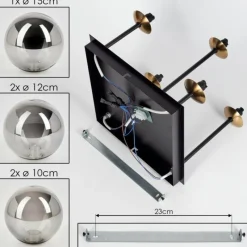 Lampes Dorées-hofstein Plafonnier - Verre 10 cm, 12 cm, 15 cm Chehalis Or, Noir, 5 lumières