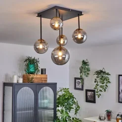 Lampes Dorées-hofstein Plafonnier - Verre 10 cm, 12 cm, 15 cm Chehalis Or, Noir, 5 lumières