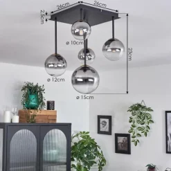 Lampes Dorées-hofstein Plafonnier - Verre 10 cm, 12 cm, 15 cm Chehalis Or, Noir, 5 lumières