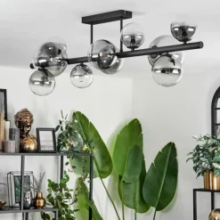 hofstein Plafonnier - Verre 10 cm, 12 cm, 15 cm Chehalis Clair, Fumé, 10 lumières