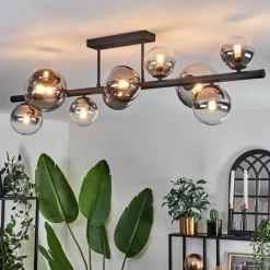 hofstein Plafonnier - Verre 10 cm, 12 cm, 15 cm Chehalis Clair, Fumé, 10 lumières