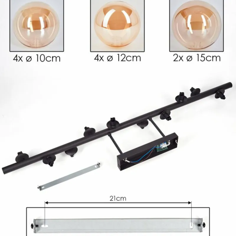 hofstein Plafonnier - Verre 10 cm, 12 cm, 15 cm Chehalis Ambre, 10 lumières