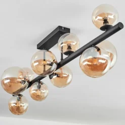 hofstein Plafonnier - Verre 10 cm, 12 cm, 15 cm Chehalis Ambre, 10 lumières