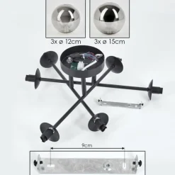 hofstein Plafonnier - Verre 12 cm, 15 cm Chehalis Fumé, 6 lumières