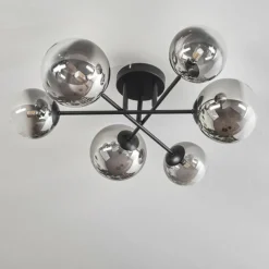 hofstein Plafonnier - Verre 12 cm, 15 cm Chehalis Clair, Fumé, 6 lumières