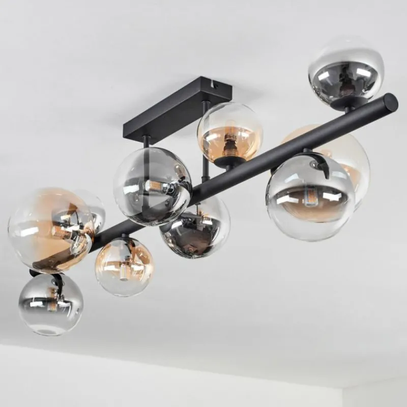 hofstein Plafonnier - Verre 10 cm, 12 cm, 15 cm Chehalis Ambre, Clair, Fumé, 10 lumières