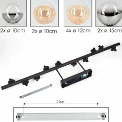 hofstein Plafonnier - Verre 10 cm, 12 cm, 15 cm Chehalis Ambre, Clair, Fumé, 10 lumières