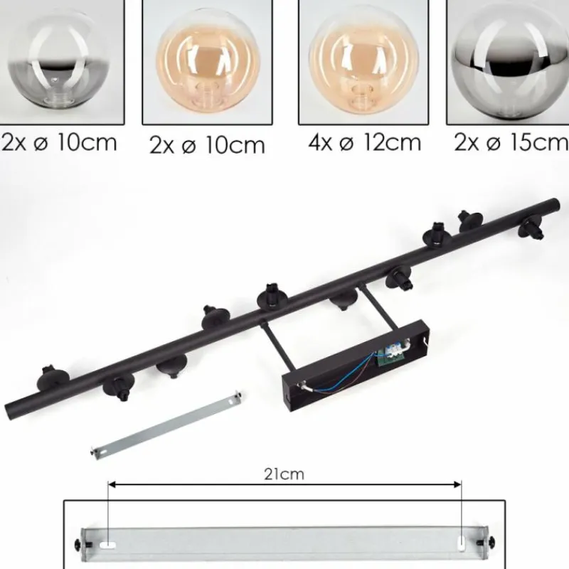 hofstein Plafonnier - Verre 10 cm, 12 cm, 15 cm Chehalis Ambre, Clair, Fumé, 10 lumières