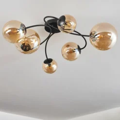 hofstein Plafonnier - Verre 10 cm, 12 cm, 15 cm Chehalis Ambre, 6 lumières