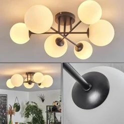 hofstein Plafonnier - Verre 12 cm, 15 cm Chehalis Blanc, 6 lumières