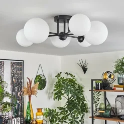 hofstein Plafonnier - Verre 12 cm, 15 cm Chehalis Blanc, 6 lumières