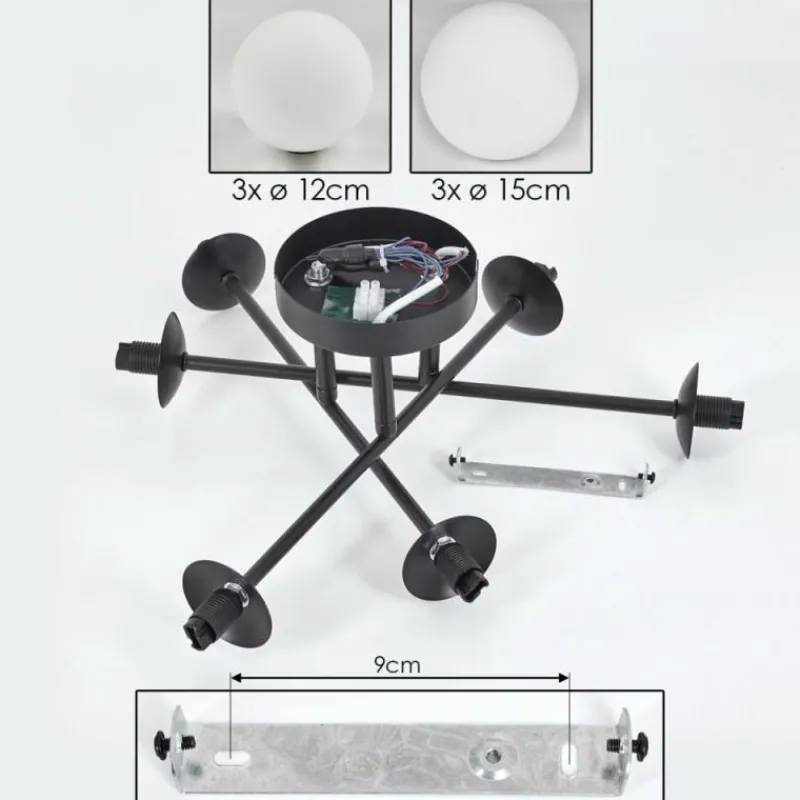 hofstein Plafonnier - Verre 12 cm, 15 cm Chehalis Blanc, 6 lumières