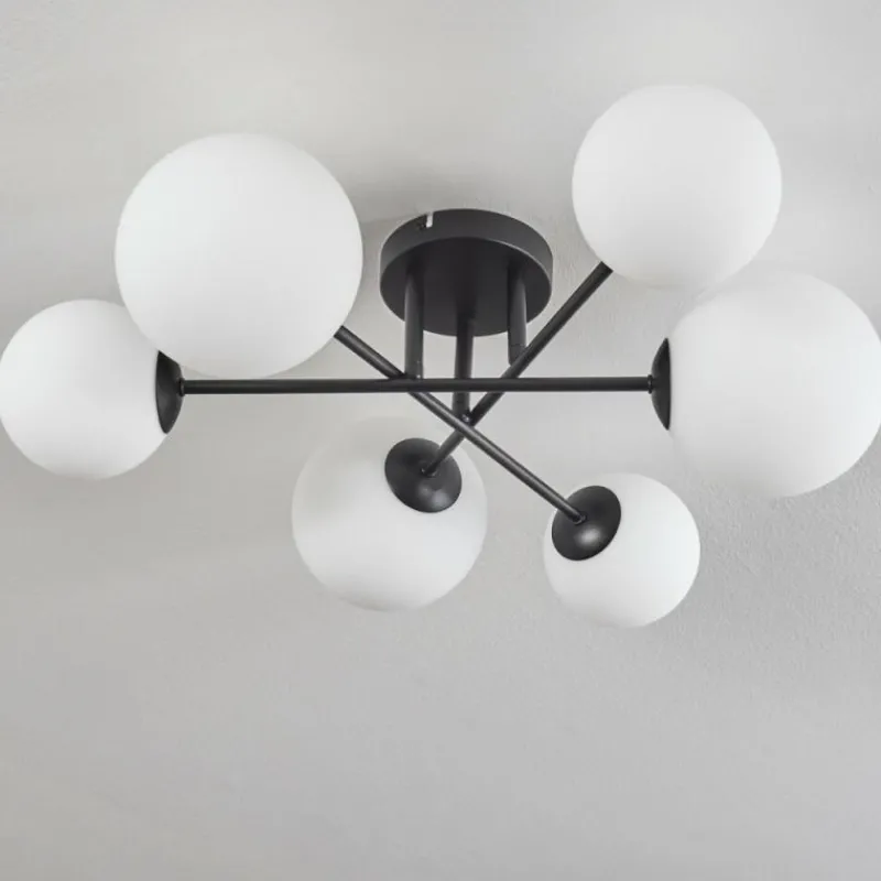 hofstein Plafonnier - Verre 12 cm, 15 cm Chehalis Blanc, 6 lumières