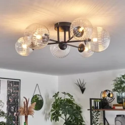 hofstein Plafonnier - Verre 12 cm, 15 cm Chehalis Clair, 6 lumières