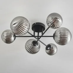 hofstein Plafonnier - Verre 12 cm, 15 cm Chehalis Fumé, 6 lumières