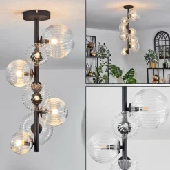 hofstein Plafonnier - Verre 10 cm, 12 cm, 15 cm Chehalis Clair, 8 lumières