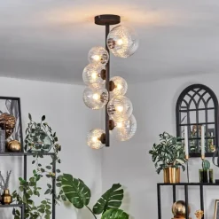 hofstein Plafonnier - Verre 10 cm, 12 cm, 15 cm Chehalis Clair, 8 lumières