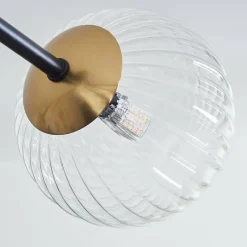 Lampes Dorées-hofstein Plafonnier - Verre 12 cm, 15 cm Chehalis Or, Noir, 8 lumières