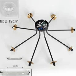 Lampes Dorées-hofstein Plafonnier - Verre 12 cm, 15 cm Chehalis Or, Noir, 8 lumières