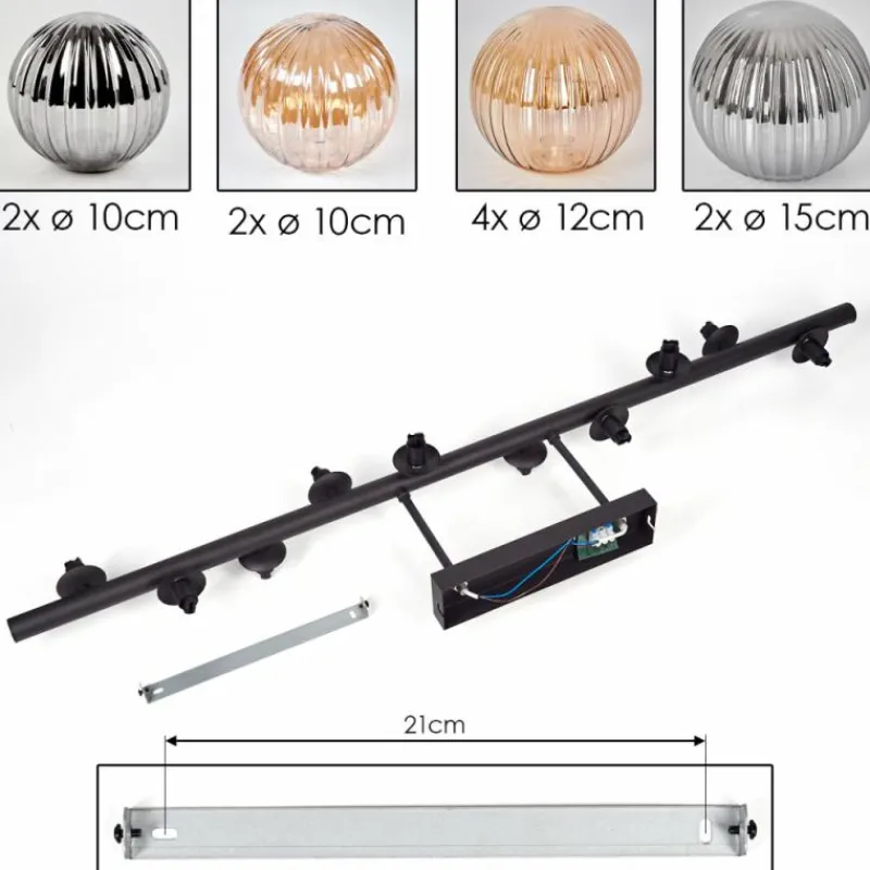 hofstein Plafonnier - Verre 10 cm, 12 cm, 15 cm Chehalis Ambre, Fumé, 10 lumières