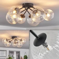 hofstein Plafonnier - Verre 12 cm, 15 cm Chehalis Clair, 6 lumières