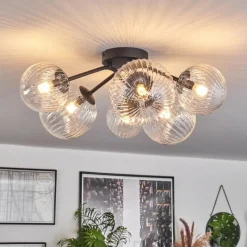 hofstein Plafonnier - Verre 12 cm, 15 cm Chehalis Clair, 6 lumières