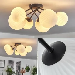 hofstein Plafonnier - Verre 12 cm, 15 cm Chehalis Blanc, 6 lumières