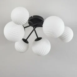 hofstein Plafonnier - Verre 12 cm, 15 cm Chehalis Blanc, 6 lumières