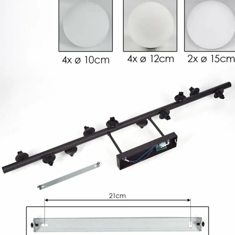 hofstein Plafonnier - Verre 10 cm, 12 cm, 15 cm Chehalis Blanc, 10 lumières