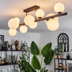 hofstein Plafonnier - Verre 10 cm, 12 cm, 15 cm Chehalis Blanc, 10 lumières