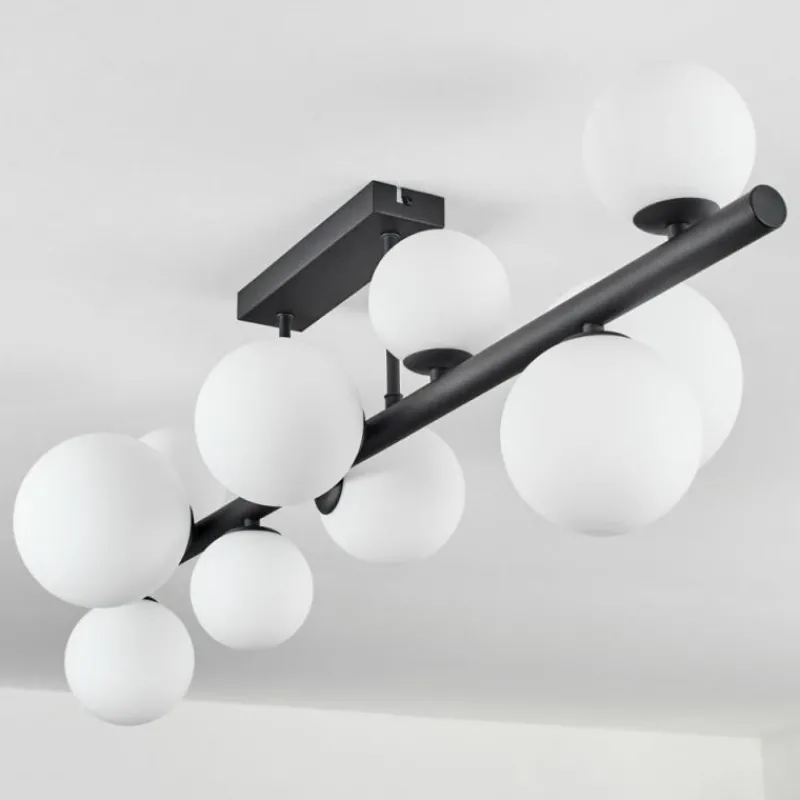 hofstein Plafonnier - Verre 10 cm, 12 cm, 15 cm Chehalis Blanc, 10 lumières