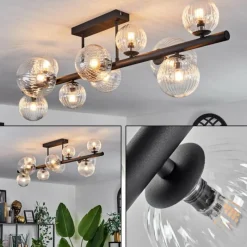 hofstein Plafonnier - Verre 10 cm, 12 cm, 15 cm Chehalis Clair, 10 lumières