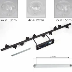 hofstein Plafonnier - Verre 10 cm, 12 cm, 15 cm Chehalis Clair, 10 lumières