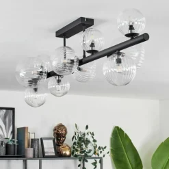 hofstein Plafonnier - Verre 10 cm, 12 cm, 15 cm Chehalis Clair, 10 lumières