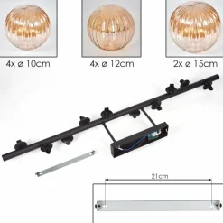 hofstein Plafonnier - Verre 10 cm, 12 cm, 15 cm Chehalis Ambre, 10 lumières