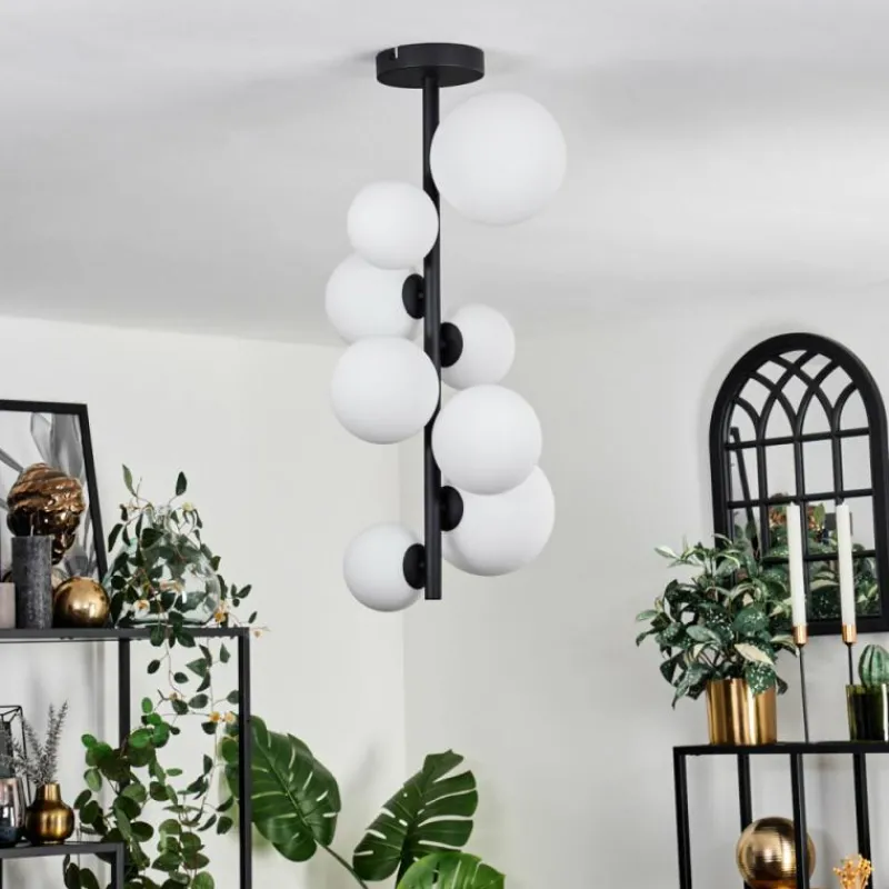 hofstein Plafonnier - Verre 10 cm, 12 cm, 15 cm Chehalis Blanc, 8 lumières