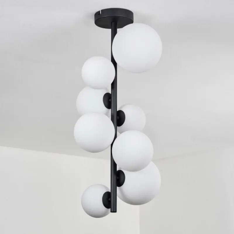 hofstein Plafonnier - Verre 10 cm, 12 cm, 15 cm Chehalis Blanc, 8 lumières