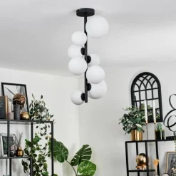 hofstein Plafonnier - Verre 10 cm, 12 cm, 15 cm Chehalis Blanc, 8 lumières