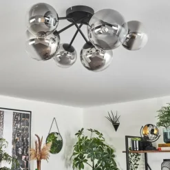 hofstein Plafonnier - Verre 12 cm, 15 cm Chehalis Clair, Fumé, 6 lumières