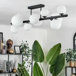 hofstein Plafonnier - Verre 10 cm, 12 cm, 15 cm Chehalis Blanc, 10 lumières