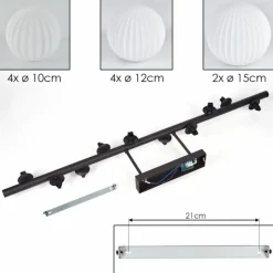 hofstein Plafonnier - Verre 10 cm, 12 cm, 15 cm Chehalis Blanc, 10 lumières