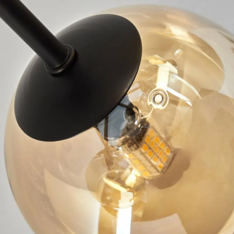 hofstein Plafonnier - Verre 12 cm, 15 cm Chehalis Ambre, 6 lumières