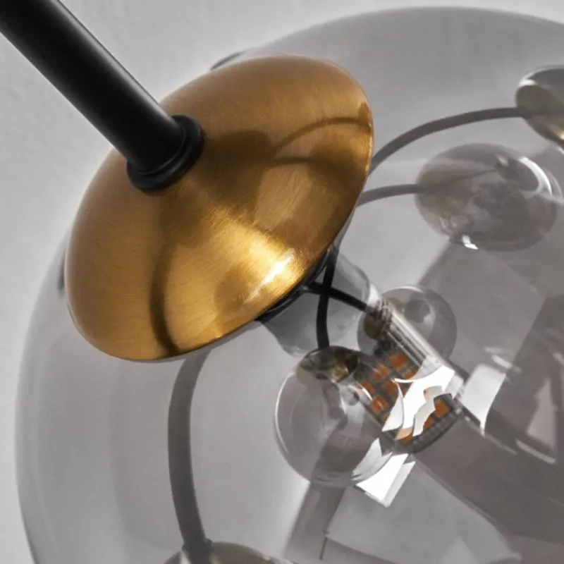 Lampes Art Déco-hofstein Plafonnier - Verre 12 cm, 15 cm Chehalis Or, Noir, 6 lumières