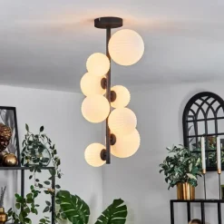 Lampes À Boules-hofstein Plafonnier - Verre 10 cm, 12 cm, 15 cm Chehalis Blanc, 8 lumières