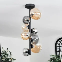 hofstein Plafonnier - Verre 10 cm, 12 cm, 15 cm Chehalis Ambre, Clair, Fumé, 8 lumières