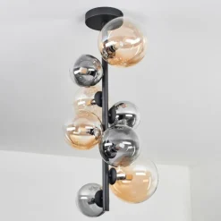 hofstein Plafonnier - Verre 10 cm, 12 cm, 15 cm Chehalis Ambre, Clair, Fumé, 8 lumières