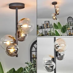 hofstein Plafonnier - Verre 10 cm, 12 cm Chehalis Ambre, Clair, Fumé, 4 lumières