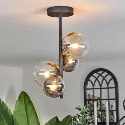 hofstein Plafonnier - Verre 10 cm, 12 cm Chehalis Ambre, Clair, Fumé, 4 lumières