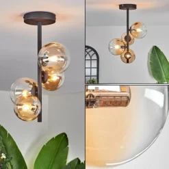 hofstein Plafonnier - Verre 10 cm, 12 cm Chehalis Ambre, Clair, 4 lumières